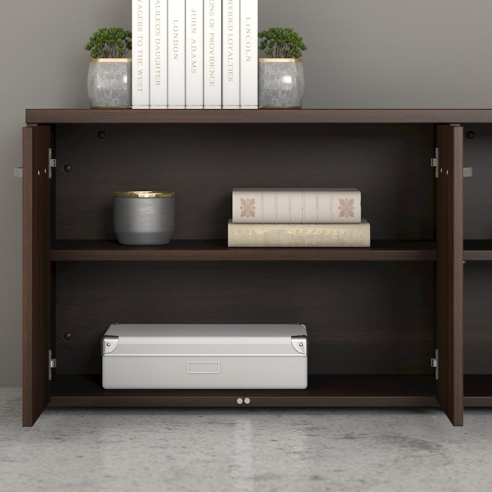 Hybrid Low Storage Cabinet with Doors and Shelves. Picture 3