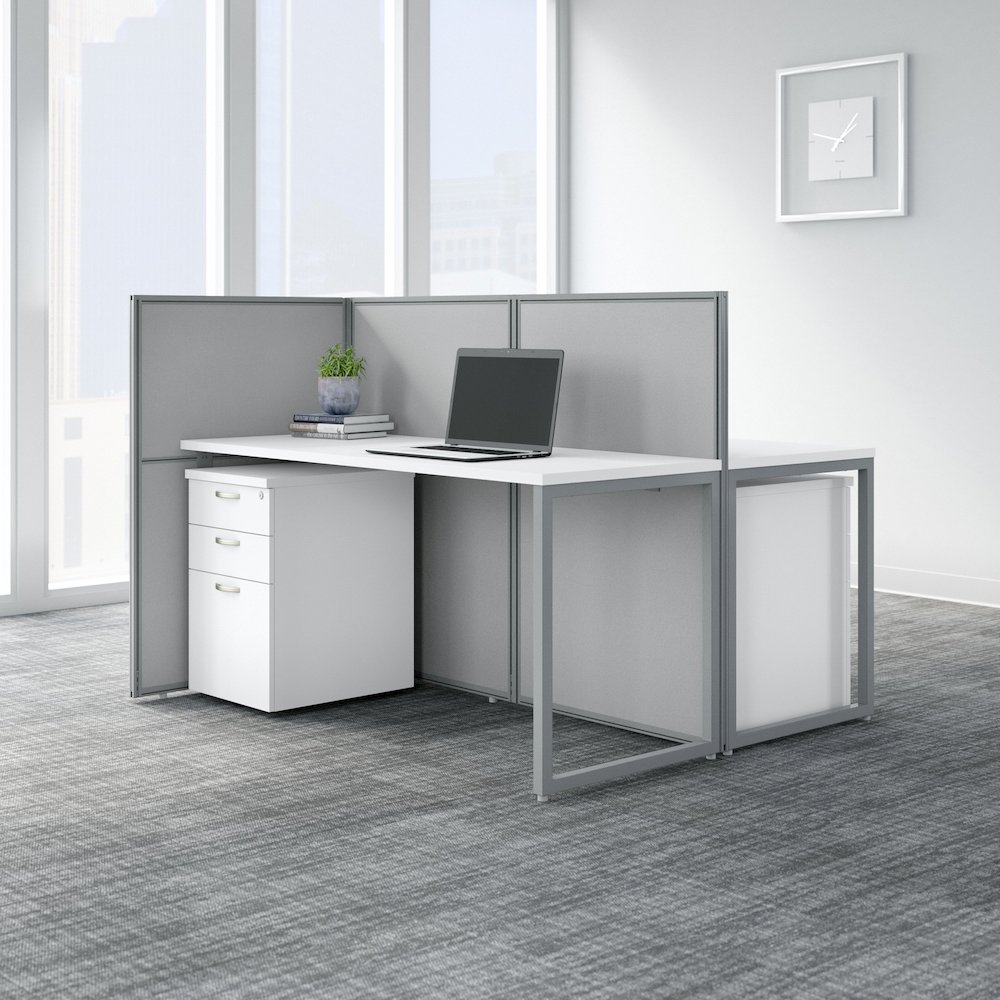 Easy Office 60W 2 Person Cubicle Desk with File Cabinets and 45H Panels. Picture 2