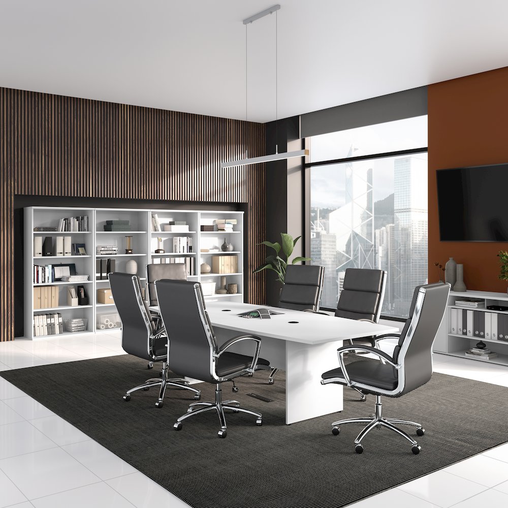 120W x 48D Boat Shaped Conference Table with Wood Base. Picture 3
