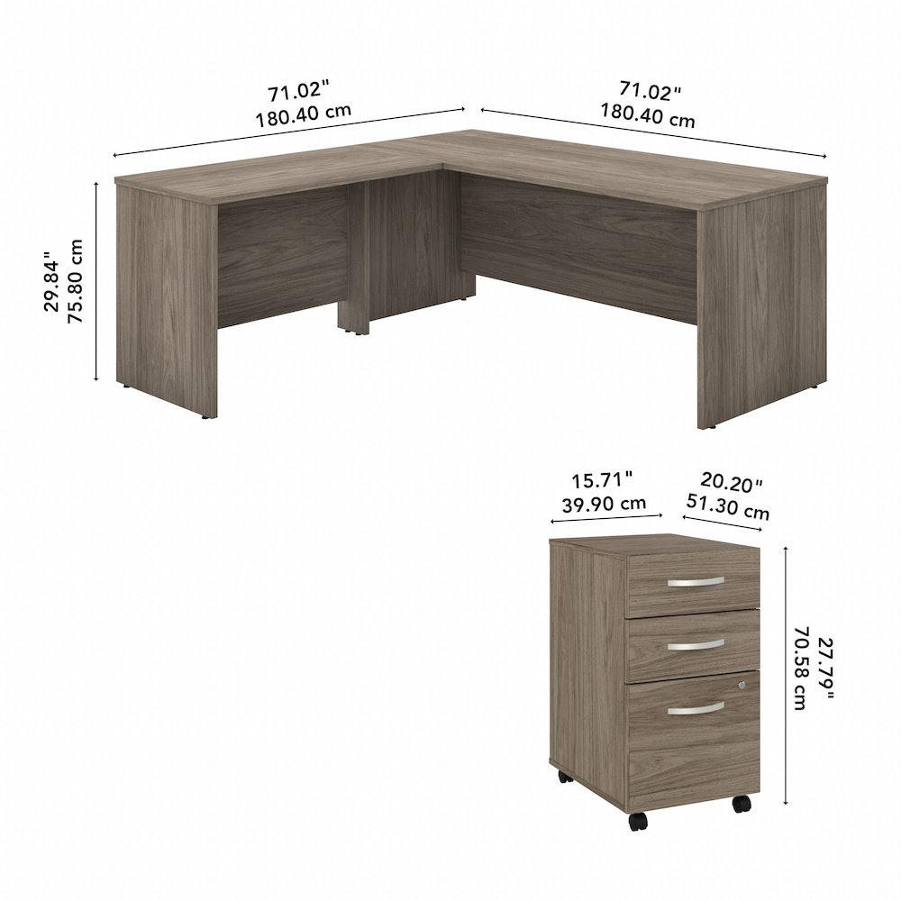 Studio C 72W x 30D L Shaped Desk with Mobile File Cabinet and 42W Return. Picture 10