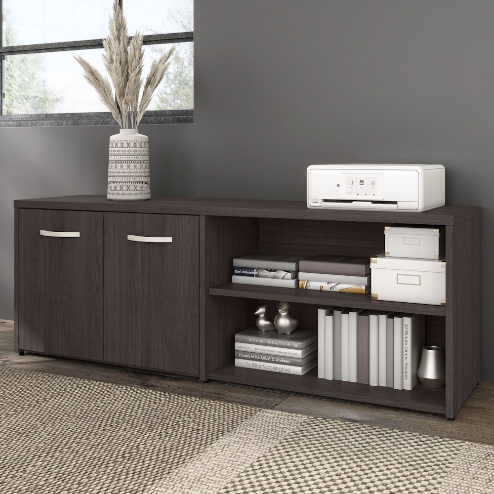 Hybrid Low Storage Cabinet with Doors and Shelves. Picture 2