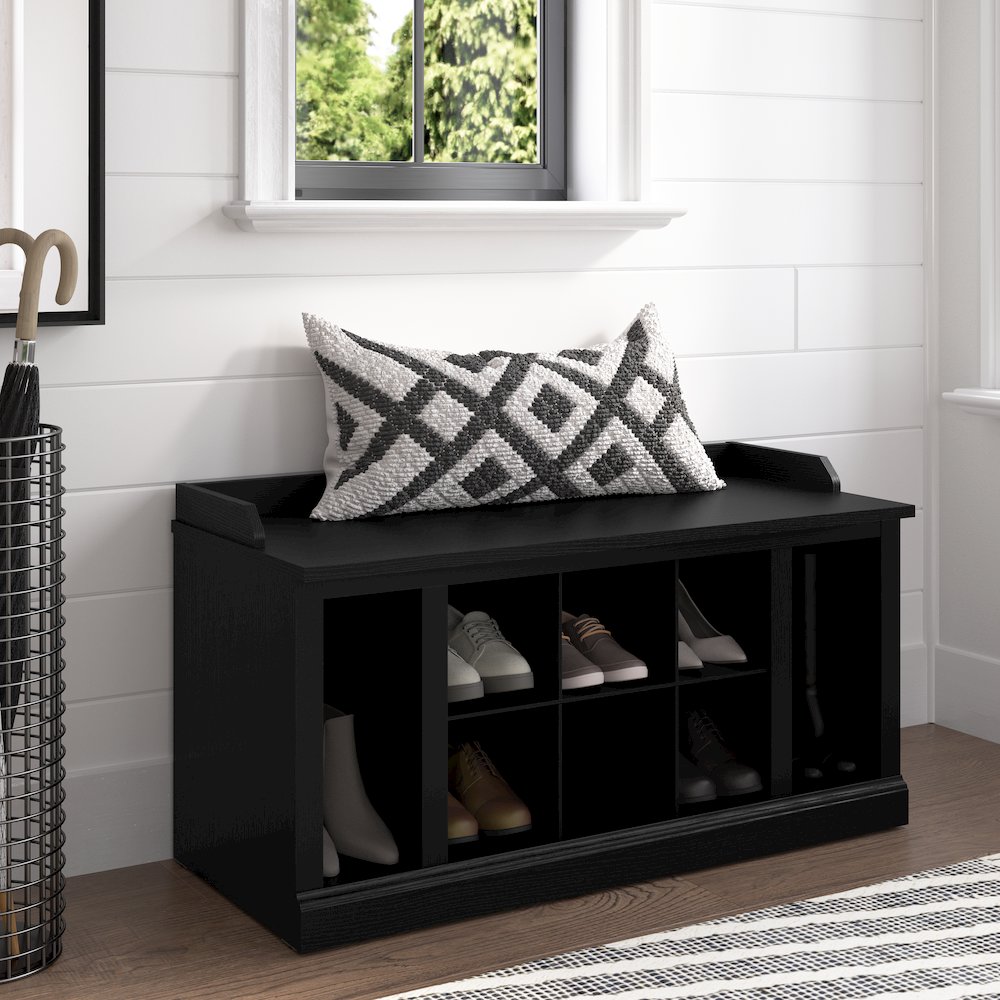 Woodland 40W Shoe Storage Bench with Shelves. Picture 2