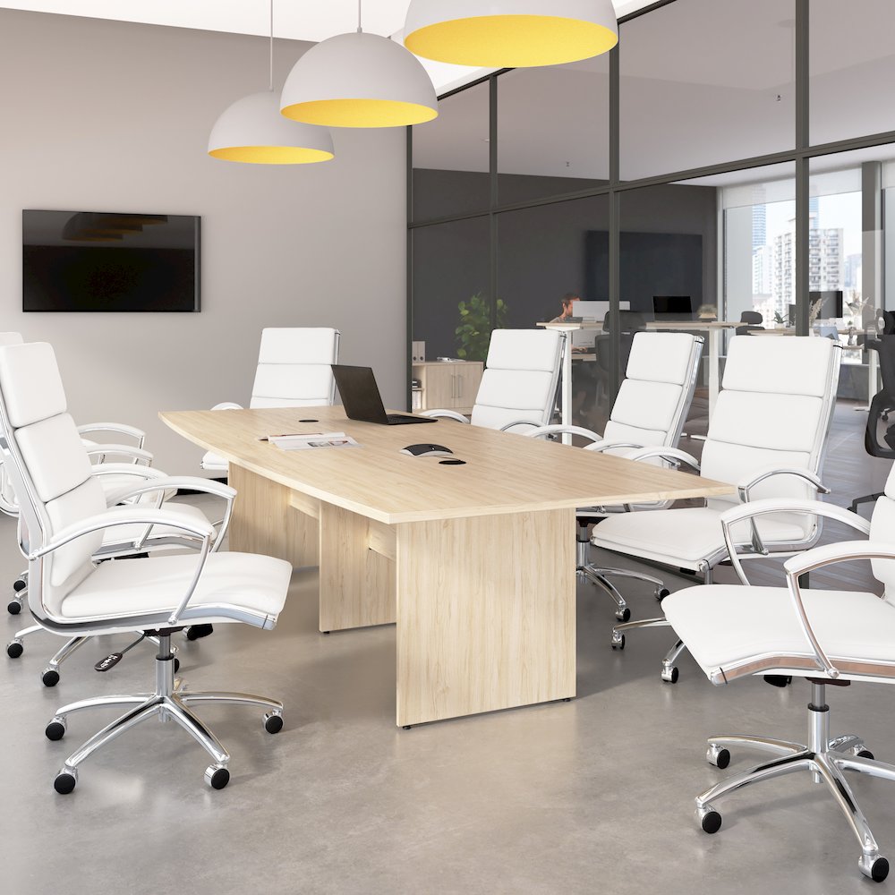 120-inch Office Conference Table with Wood Base in Natural Elm. Picture 2