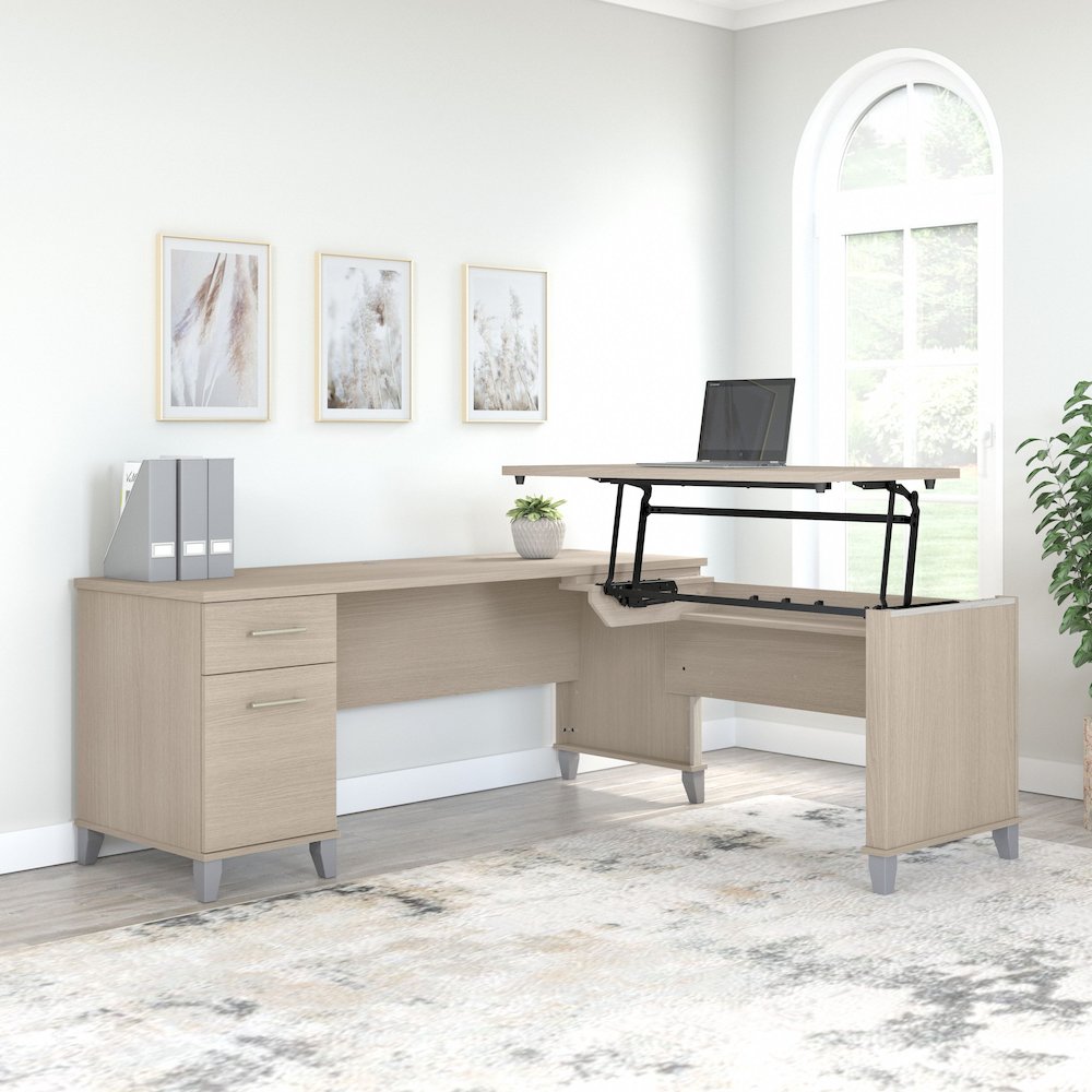 Somerset 72W 3 Position Sit to Stand L Shaped Desk. Picture 2