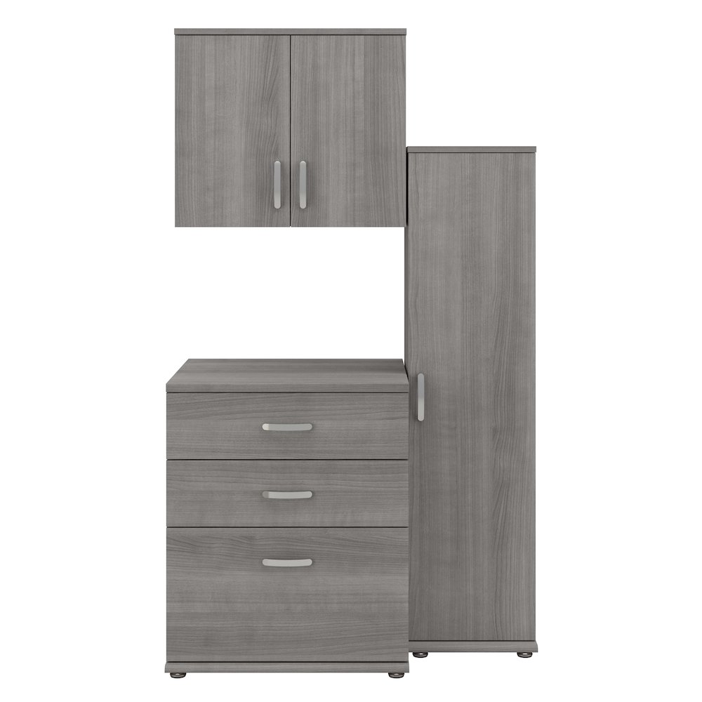 Universal 3 Piece Modular Laundry Room Storage Set with Floor and Wall Cabinets. Picture 1