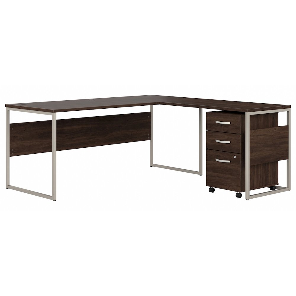 Hybrid 72W x 30D L Shaped Table Desk with Mobile File Cabinet. Picture 1