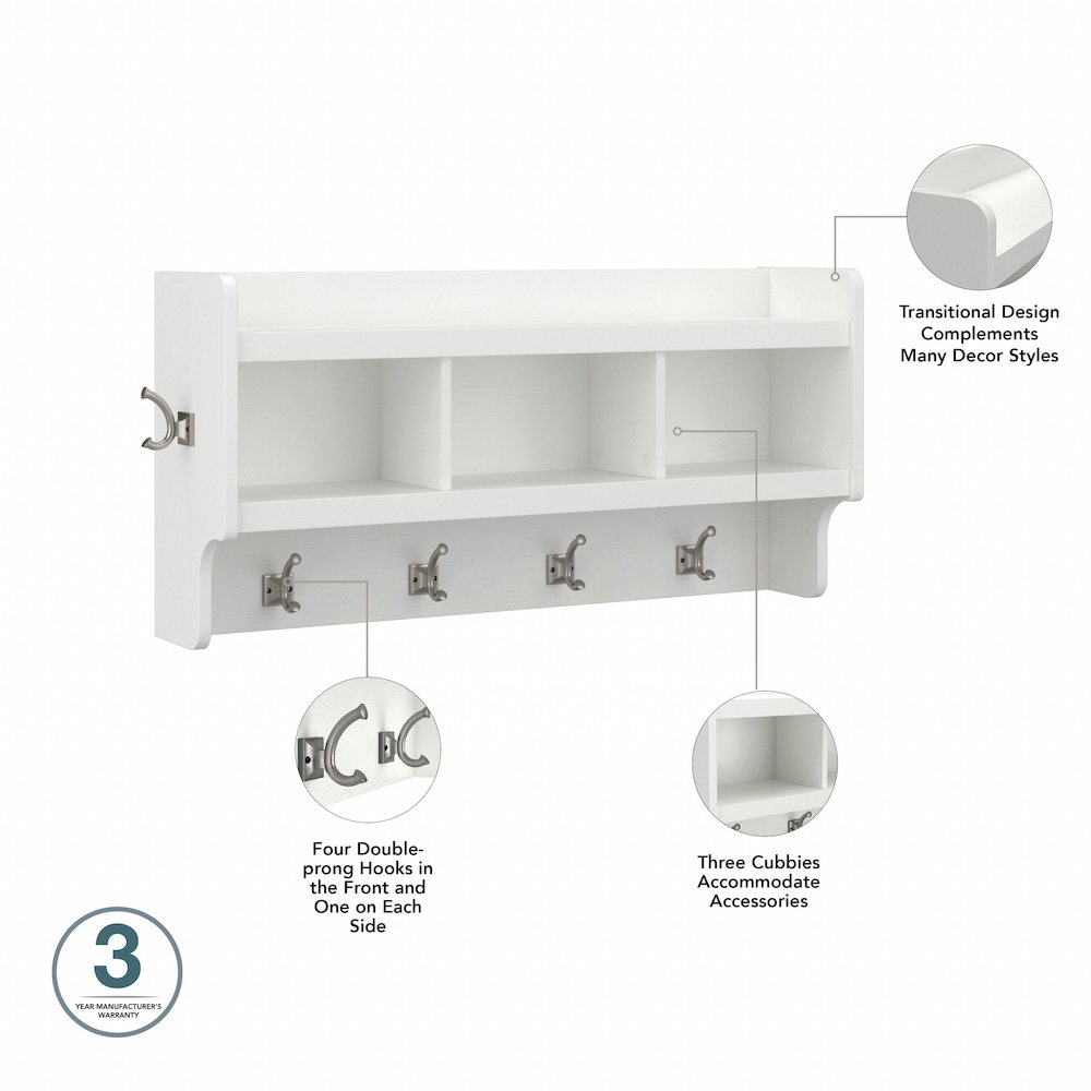 Woodland Full Entryway Storage Set with Coat Rack and Shoe Bench with Doors. Picture 10