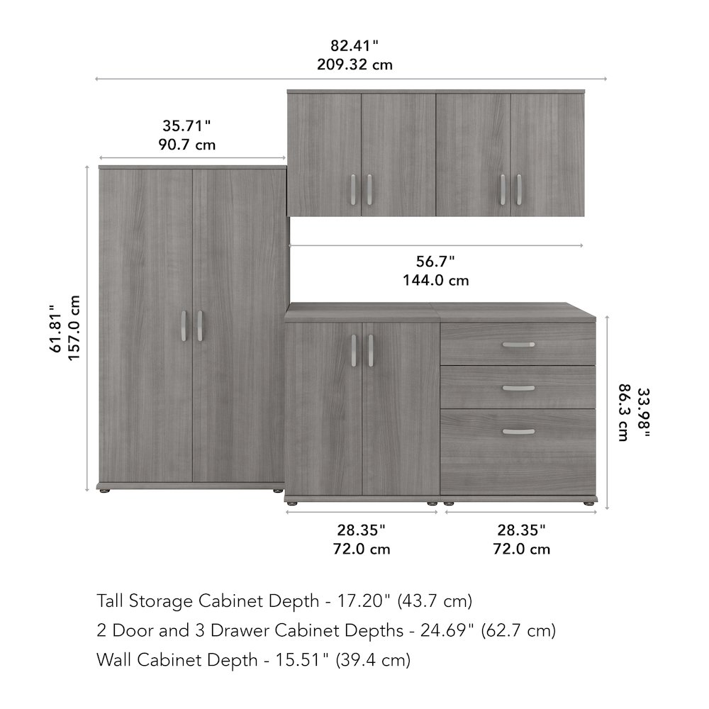 Universal 5 Piece Modular Garage Storage Set with Floor and Wall Cabinets. Picture 4