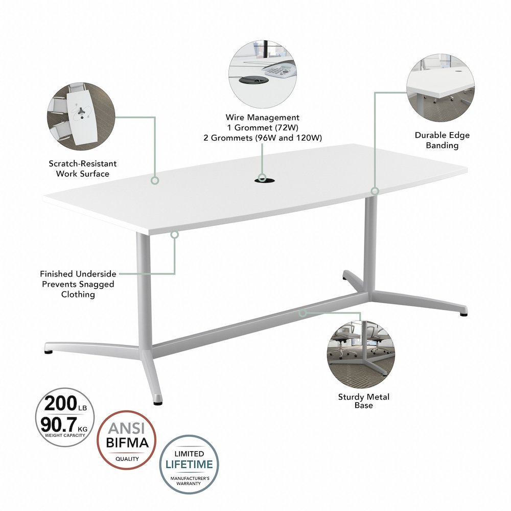96W x 42D Boat Shaped Conference Table with Metal Base. Picture 6