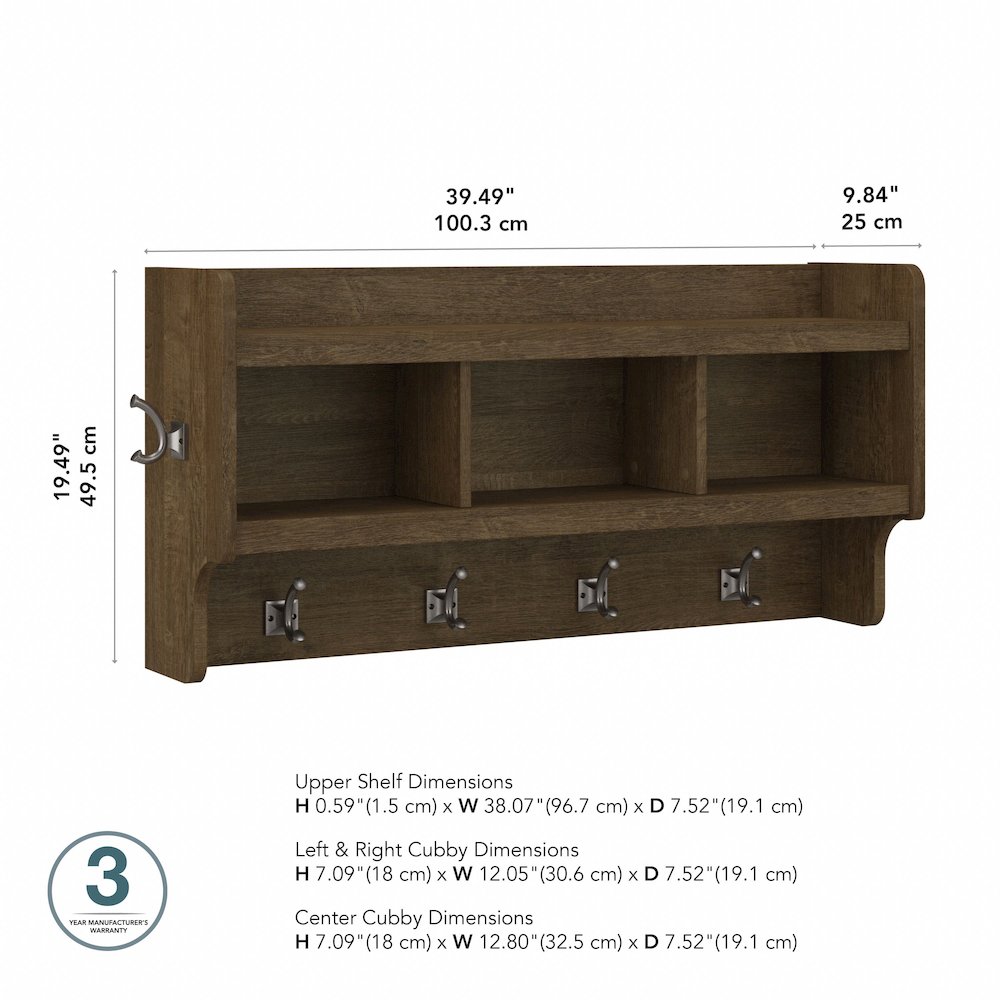 Woodland 40W Wall Mounted Coat Rack with Shelf. Picture 7