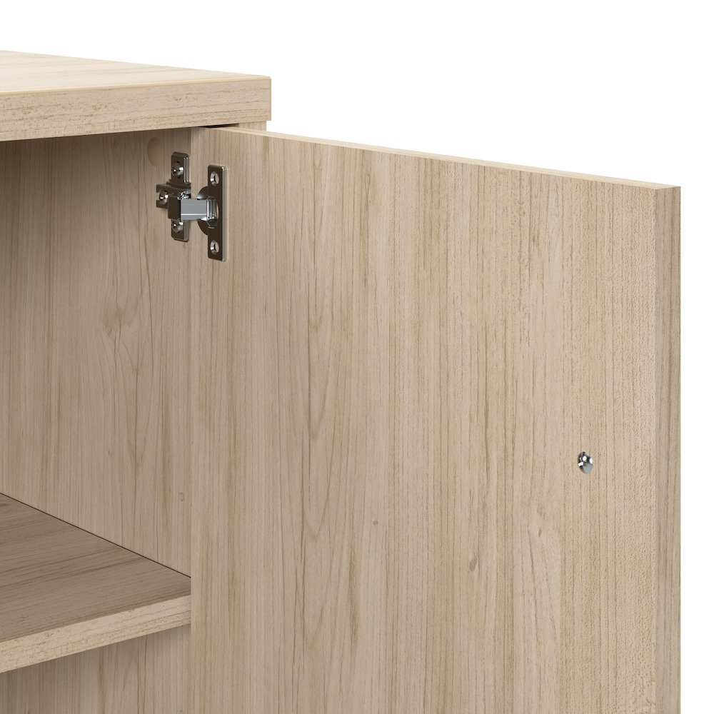 Vista 60W L Shaped Desk with Metal Legs, Low Storage Cabinet, and Wardrobe. Picture 8