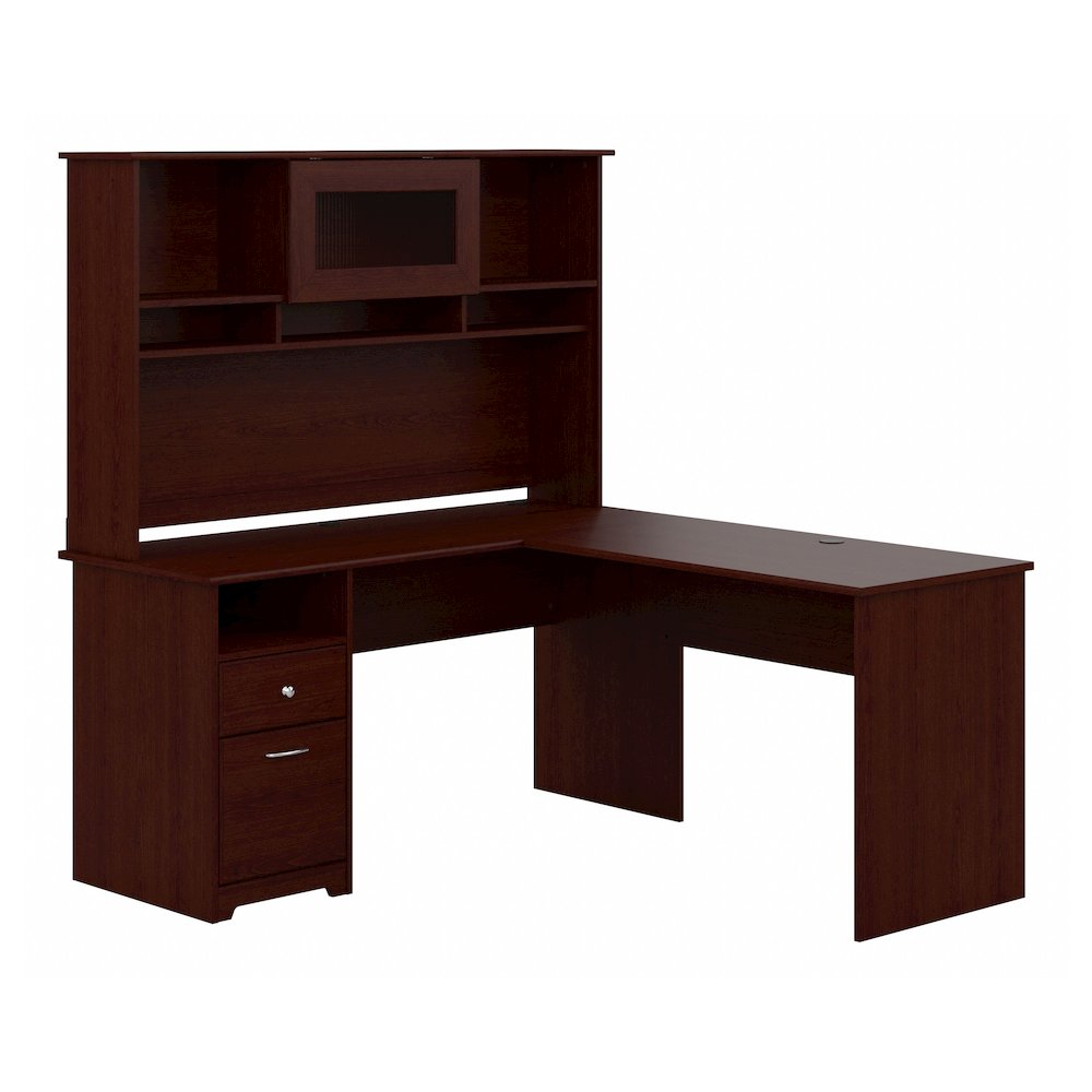 Cabot 60W L Shaped Computer Desk with Hutch and Drawers. Picture 1