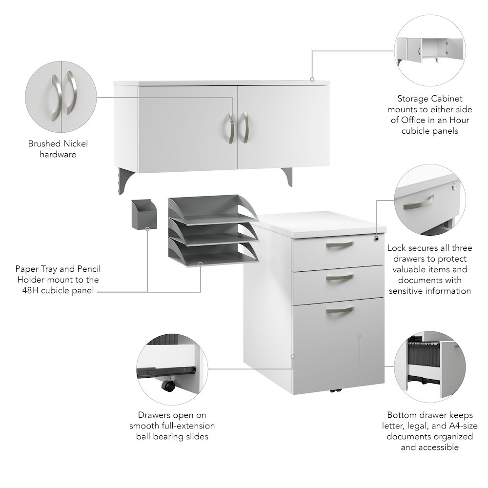 Cubicle Storage with Cabinet, Drawers, Paper Tray, and Pencil Holder. Picture 8