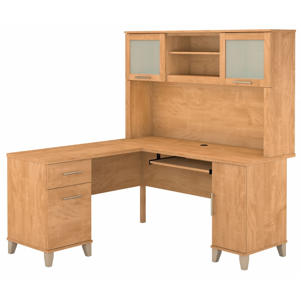 Somerset 60W L Shaped Desk with Hutch. Picture 1