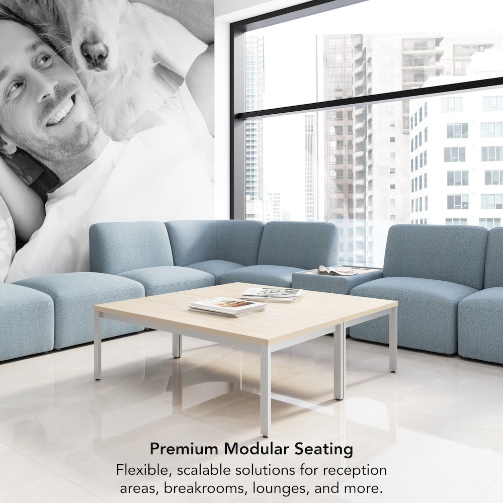 Assemble Modular 4 Seater Sectional Lounge Sofa in Mist Fabric. Picture 4