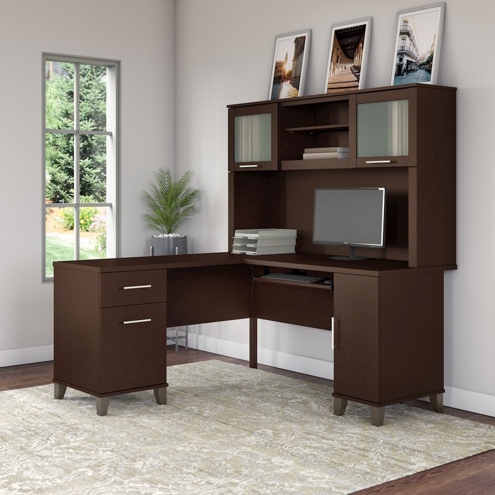 Somerset 60W L Shaped Desk with Hutch. Picture 2