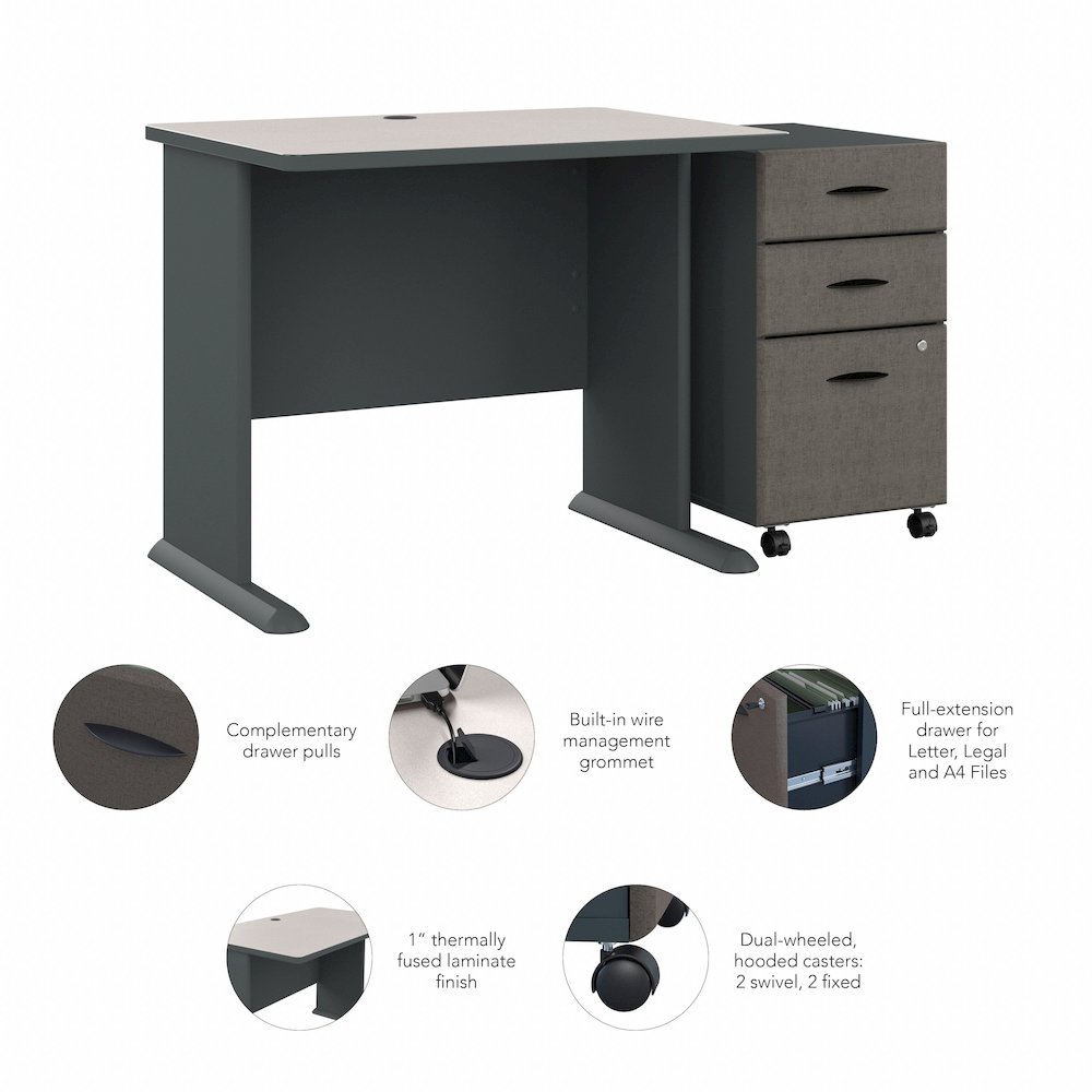 Series A 36W Desk with Mobile File Cabinet. Picture 8