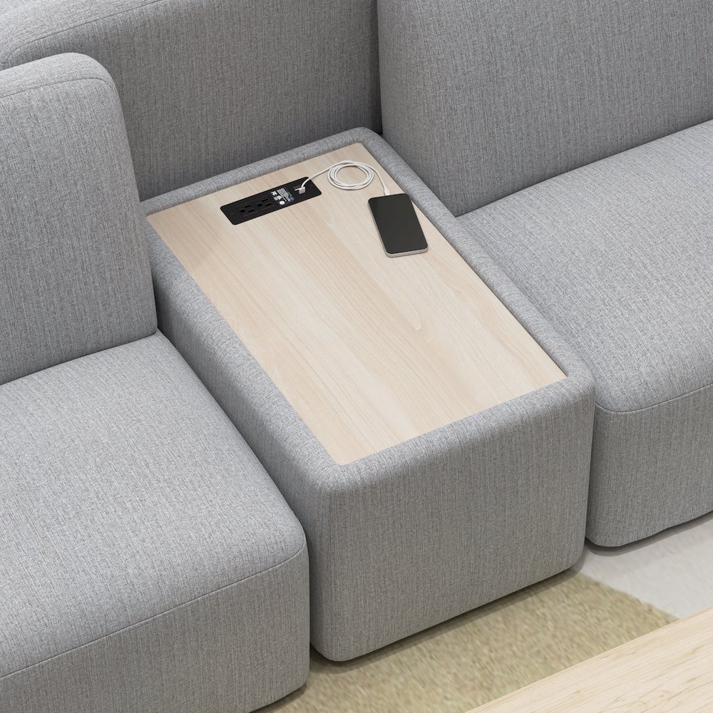 Assemble Modular Side Table with Charging Station in Fog Fabric. Picture 2