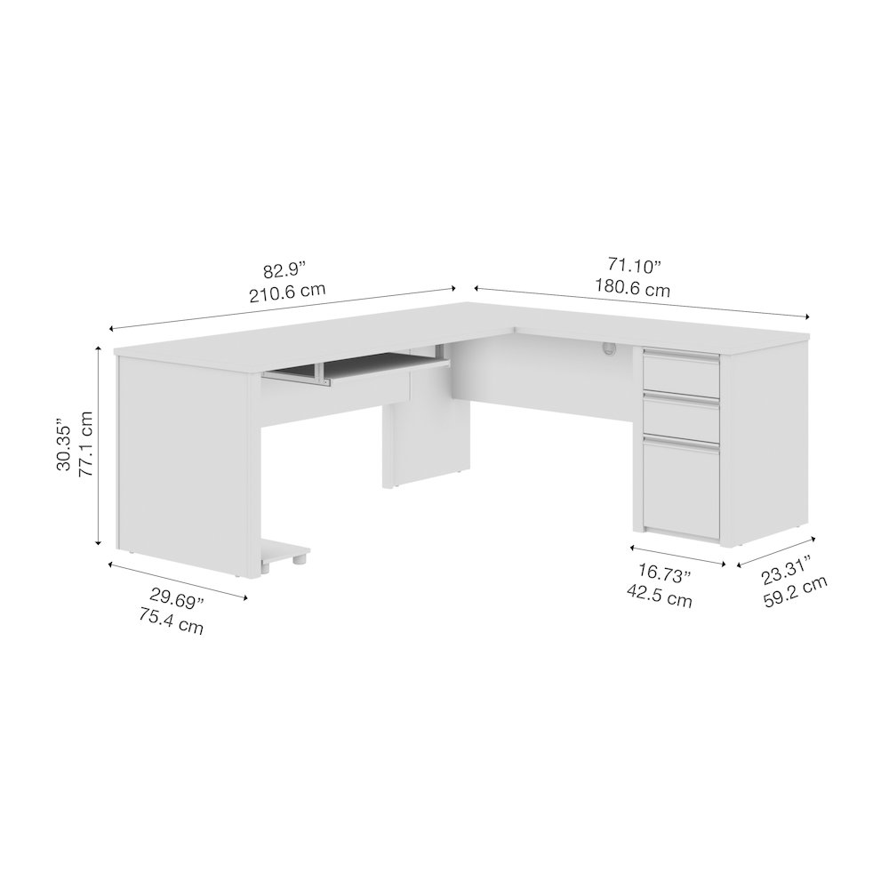 72W L-Shaped Desk with Pedestal. Picture 7