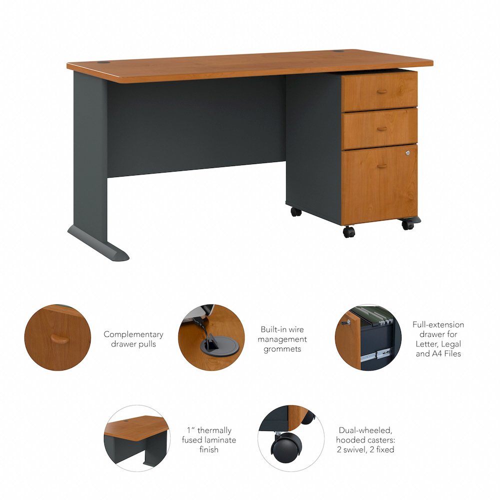 Series A 60W Desk with Mobile File Cabinet. Picture 8