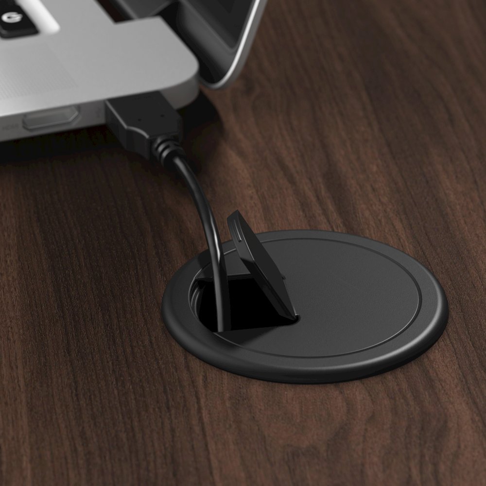 Hybrid 60W x 30D L Shaped Table Desk with Metal Legs. Picture 3