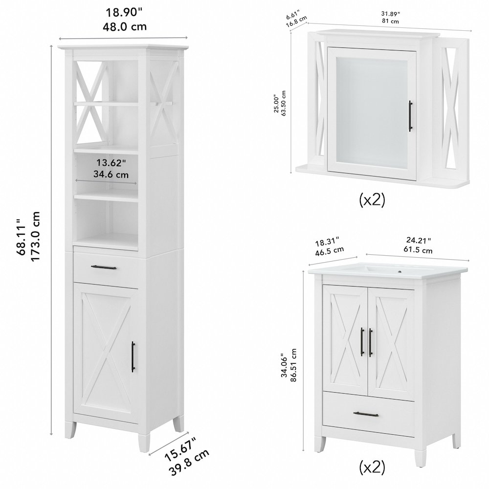 Key West 48W Double Vanity Set with Sinks, Medicine Cabinets and Linen Tower. Picture 10