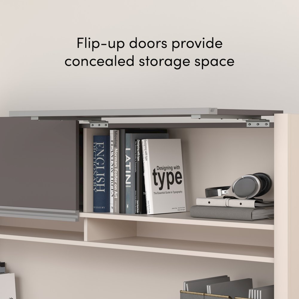 72W U-Shaped Executive Desk with Pedestal and Hutch. Picture 5