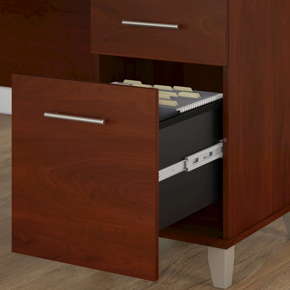 Somerset 60W L Shaped Desk with Hutch and 5 Shelf Bookcase. Picture 4
