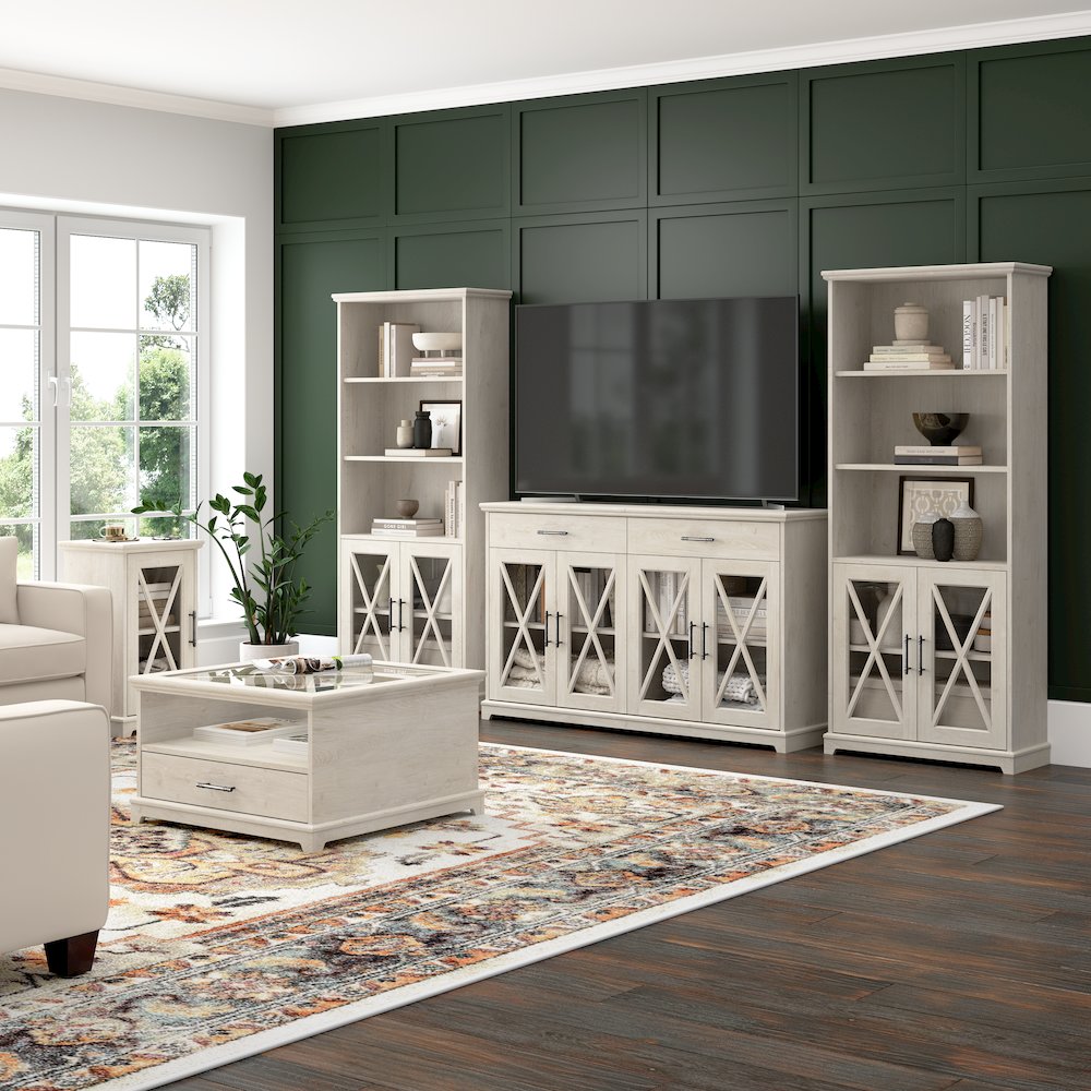 Lennox 60W Farmhouse Sideboard Buffet Cabinet with Hutch. Picture 3