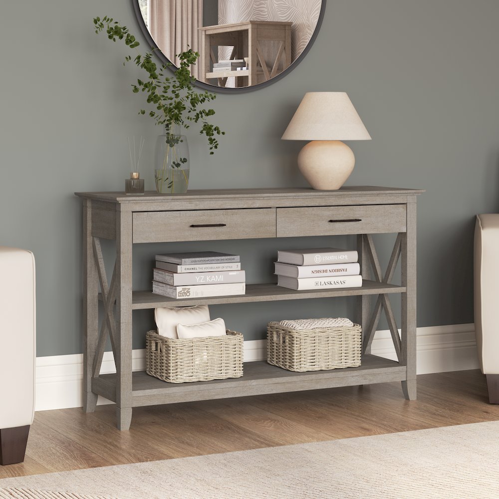 Key West Console Table with Drawers and Shelves. Picture 2