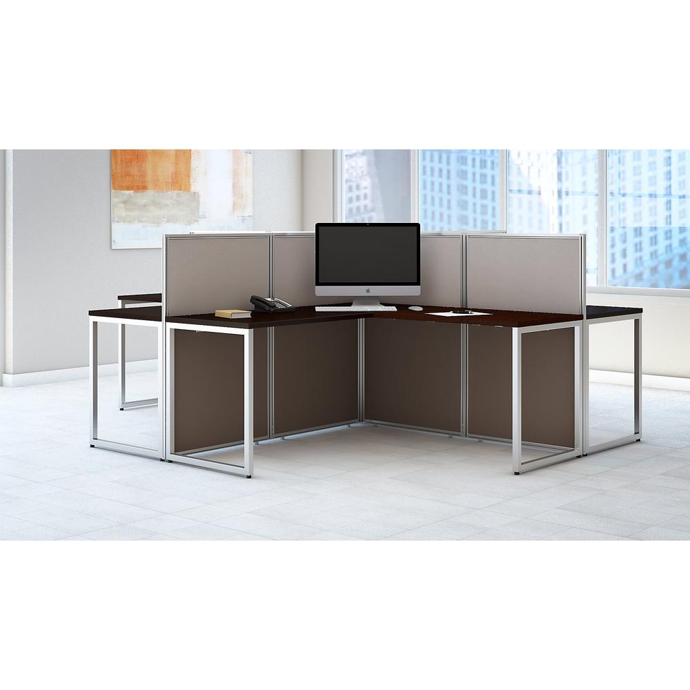 Bush Business Furniture Easy Office 60W 4 Person L Shaped Cubicle Desk Workstation with 45H Panels, Mocha Cherry. Picture 2