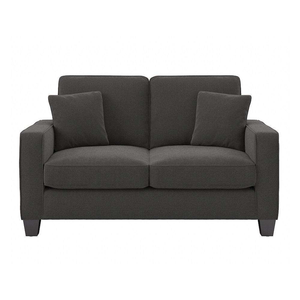 Stockton 61W Loveseat in Charcoal Gray Herringbone. Picture 2
