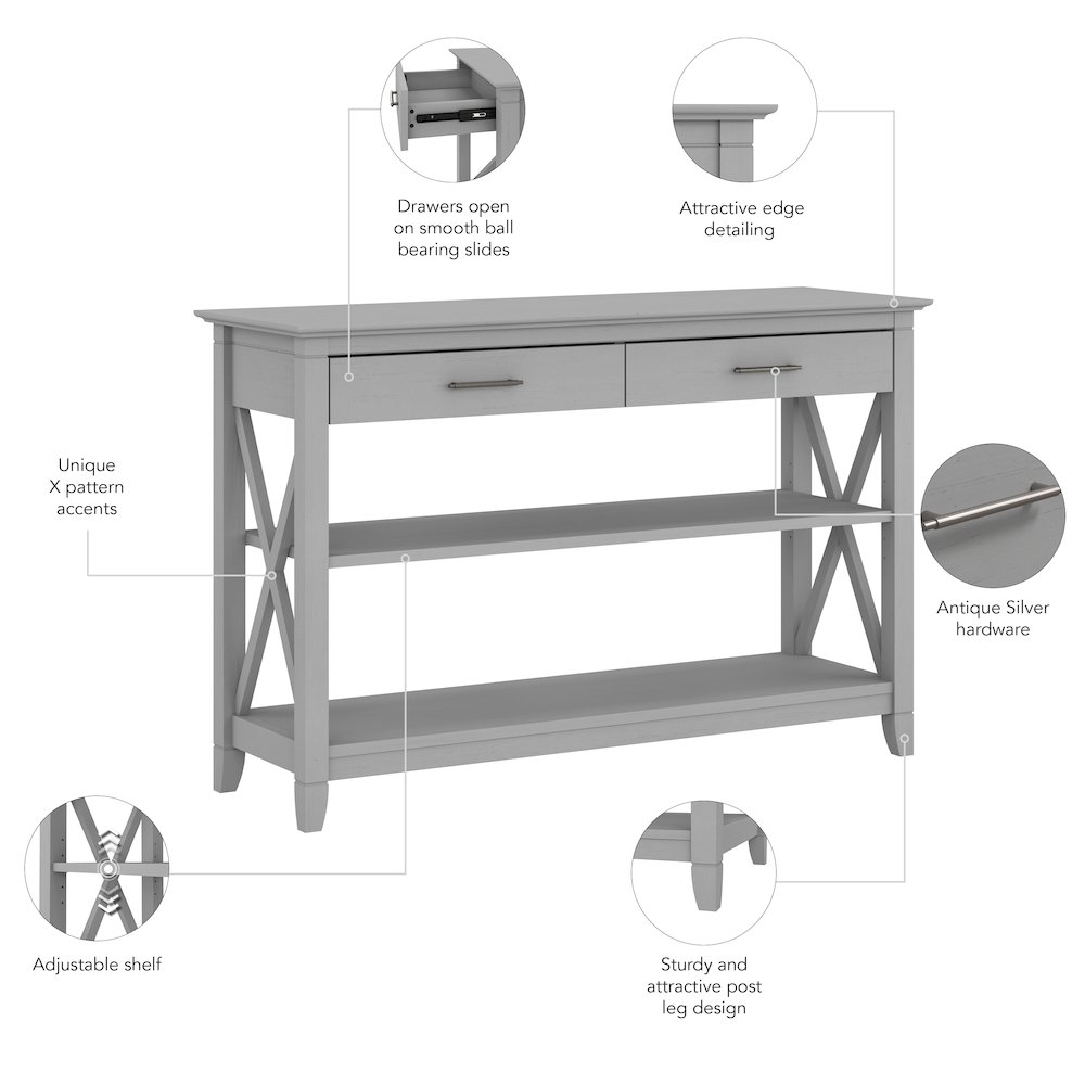 Key West Console Table with Drawers and Shelves. Picture 8