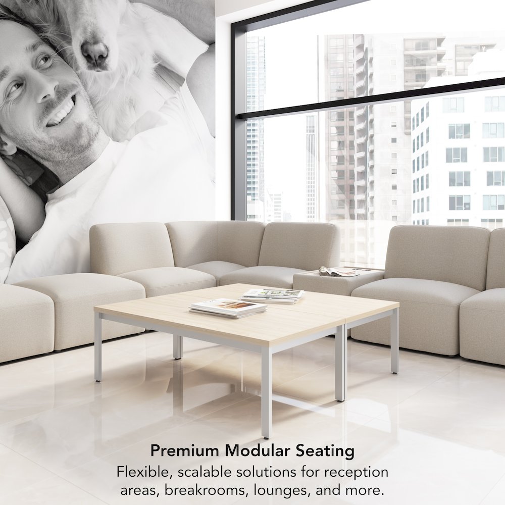 Assemble Modular Armless Lounge Chair in Oat Fabric. Picture 6