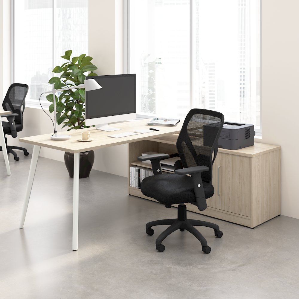 Vista 72W L Shaped Desk with Splayed Metal Legs and Low Storage Cabinet. Picture 2