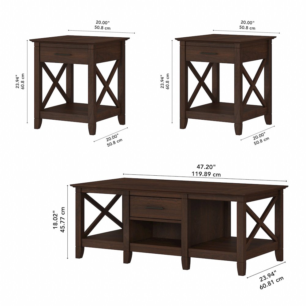 Key West Coffee Table with Set of 2 End Tables. Picture 7