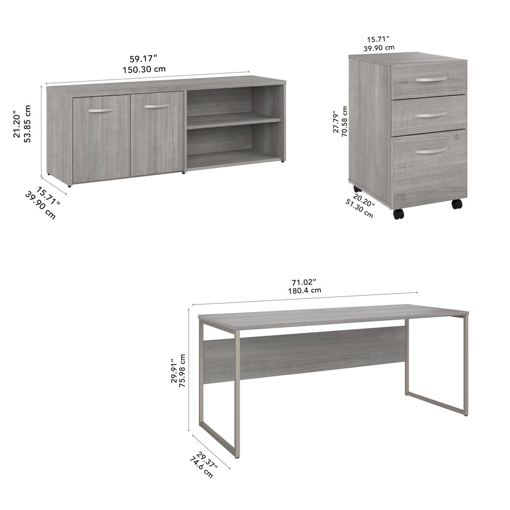 Hybrid 72W x 30D Computer Table Desk with Storage and Mobile File Cabinet. Picture 10