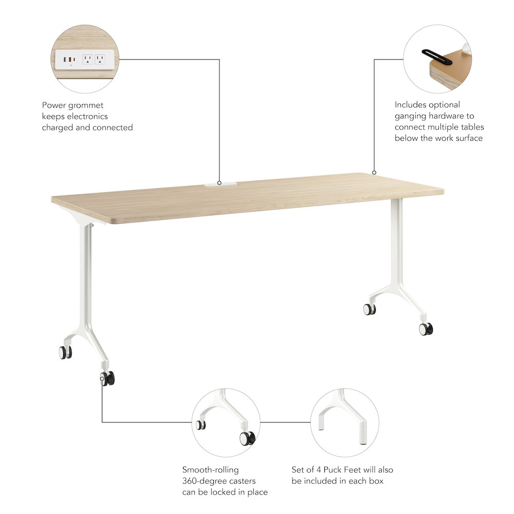 Synergy 72-inch Rectangle Modular Office Conference Table in Natural Elm. Picture 7