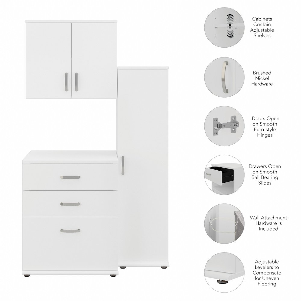 Universal 3 Piece Modular Laundry Room Storage Set with Floor and Wall Cabinets. Picture 3