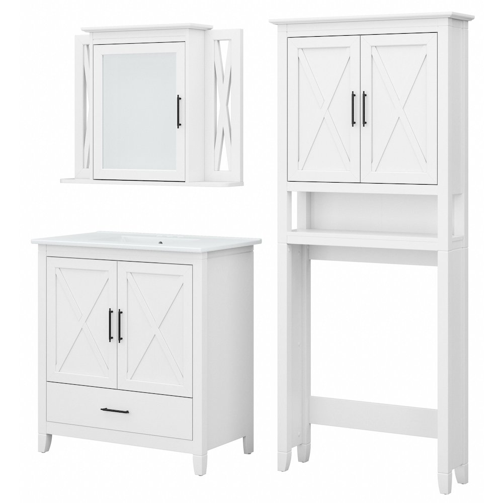 32W Bathroom Vanity Sink with Mirror and Over The Toilet Storage Cabinet. Picture 1
