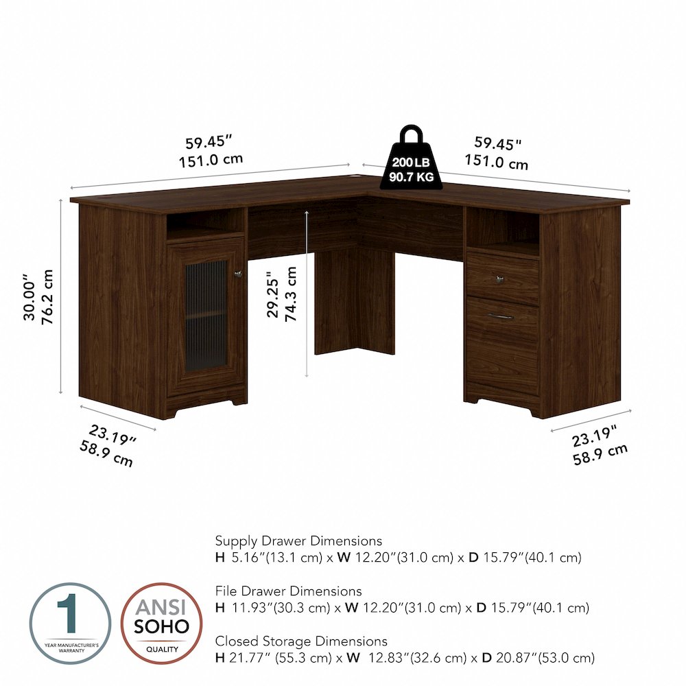 Cabot 60W L Shaped Computer Desk with Storage. Picture 9