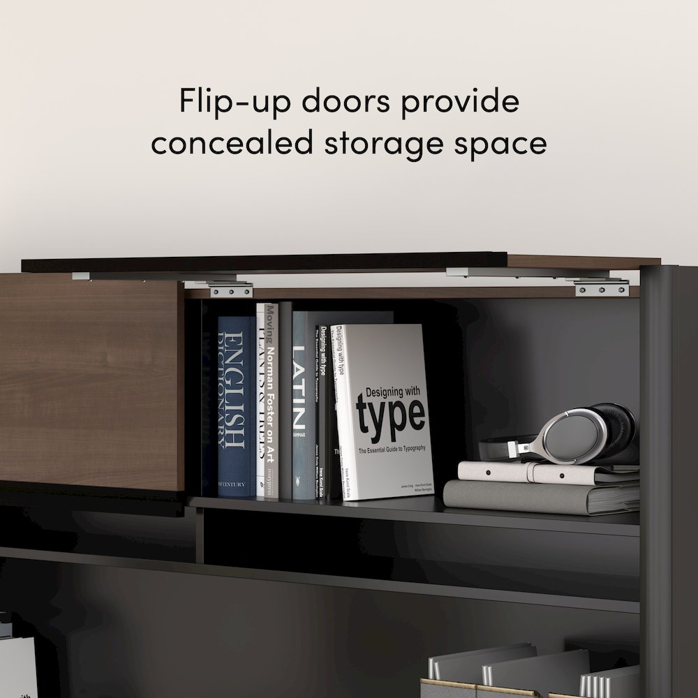 72W U-Shaped Executive Desk with Pedestal and Hutch. Picture 5