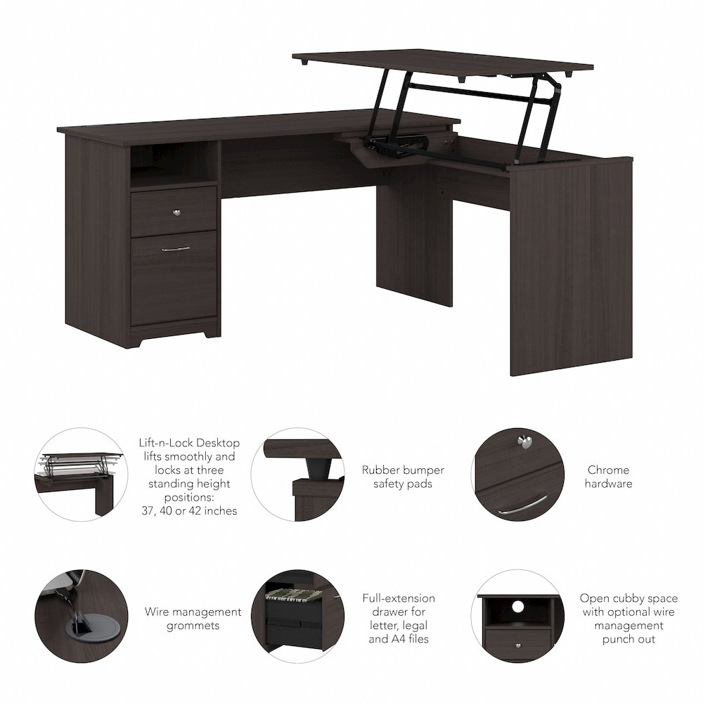 Cabot 60W 3 Position Sit to Stand L Shaped Desk. Picture 8