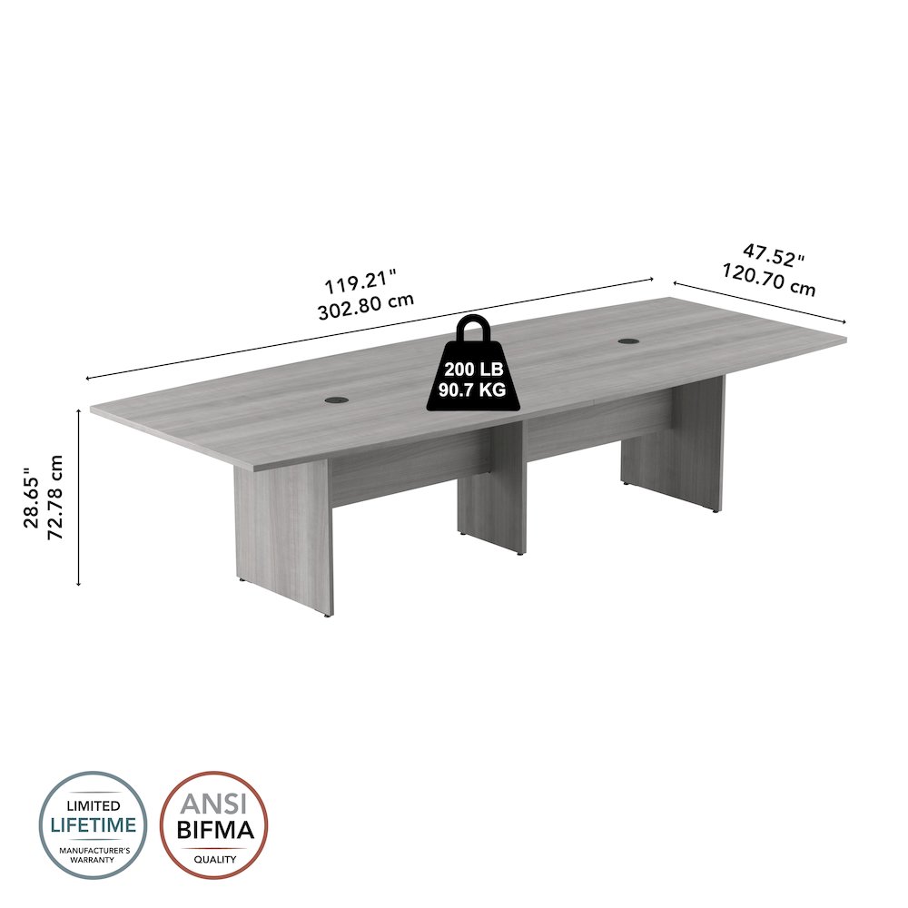 120W x 48D Boat Shaped Conference Table with Wood Base. Picture 7