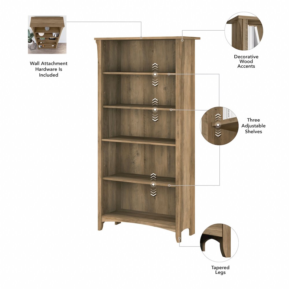 Salinas Tall 5 Shelf Bookcase. Picture 5