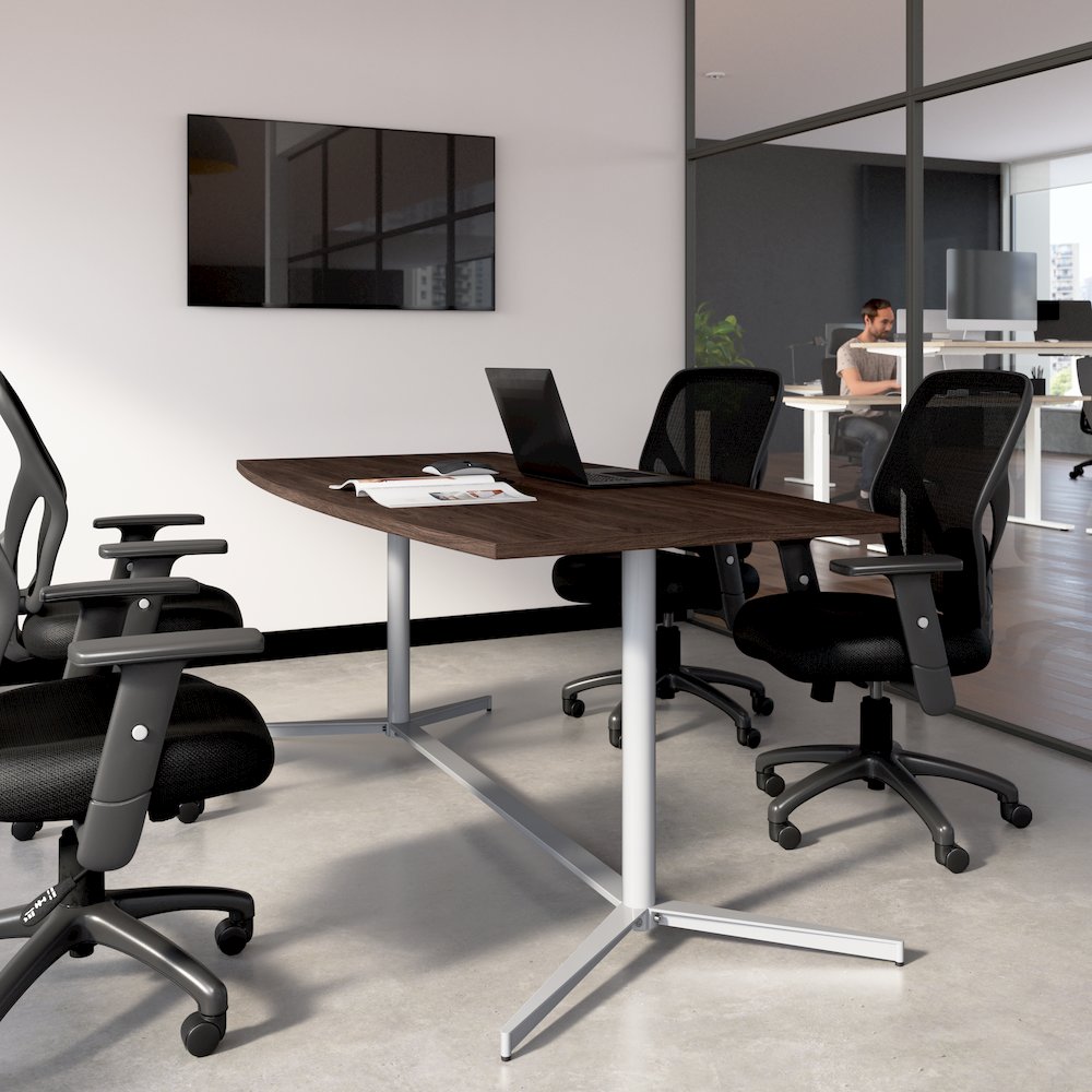 72-inch Office Conference Table with Metal Base in Black Walnut. Picture 2