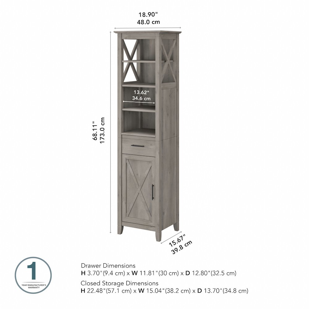 Key West Tall Narrow Bookcase Cabinet. Picture 9