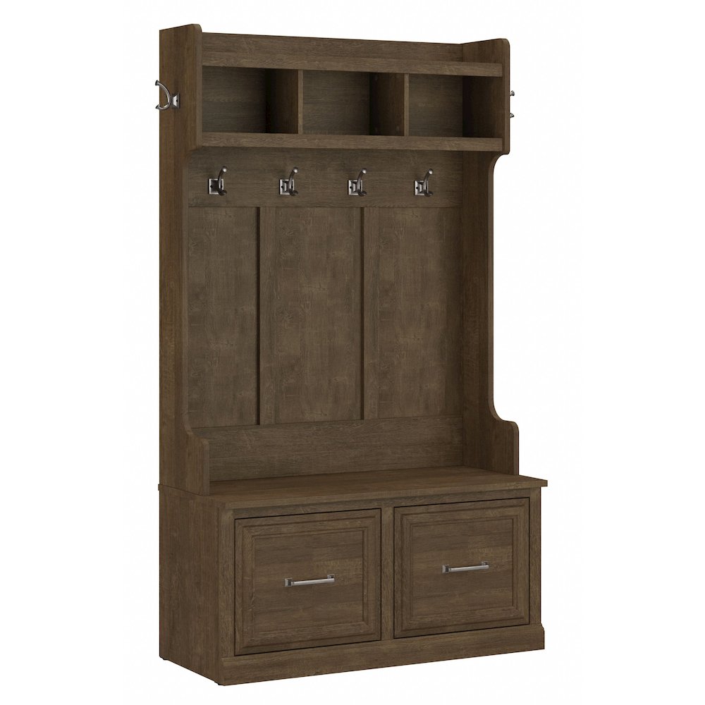 Woodland 40W Hall Tree and Shoe Storage Bench with Doors. Picture 1