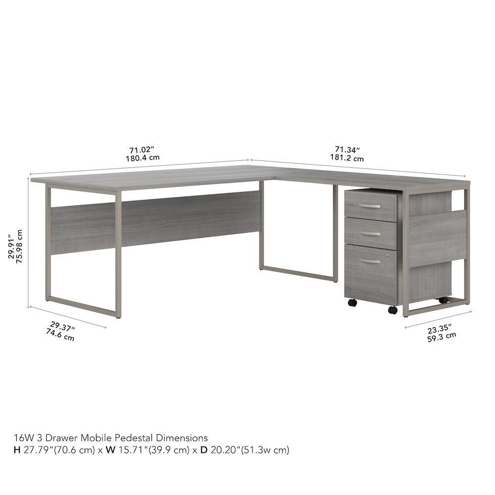 Hybrid 72W x 30D L Shaped Table Desk with Mobile File Cabinet. Picture 10