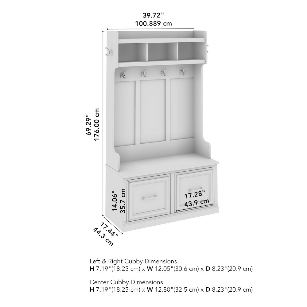 Woodland 40W Hall Tree and Shoe Storage Bench with Doors. Picture 9